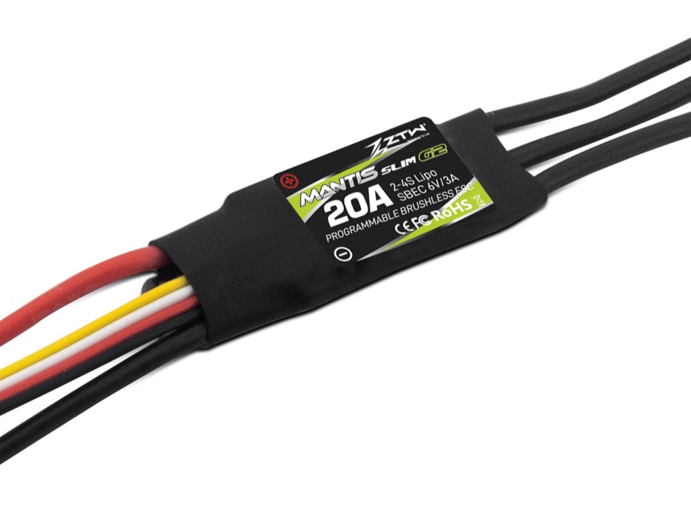 ZTW Mantis Slim G2 20A ESC 2-4S SBEC 6V/3A for RC Airplane Fixed-Wing Indoor F3P 3D Flying