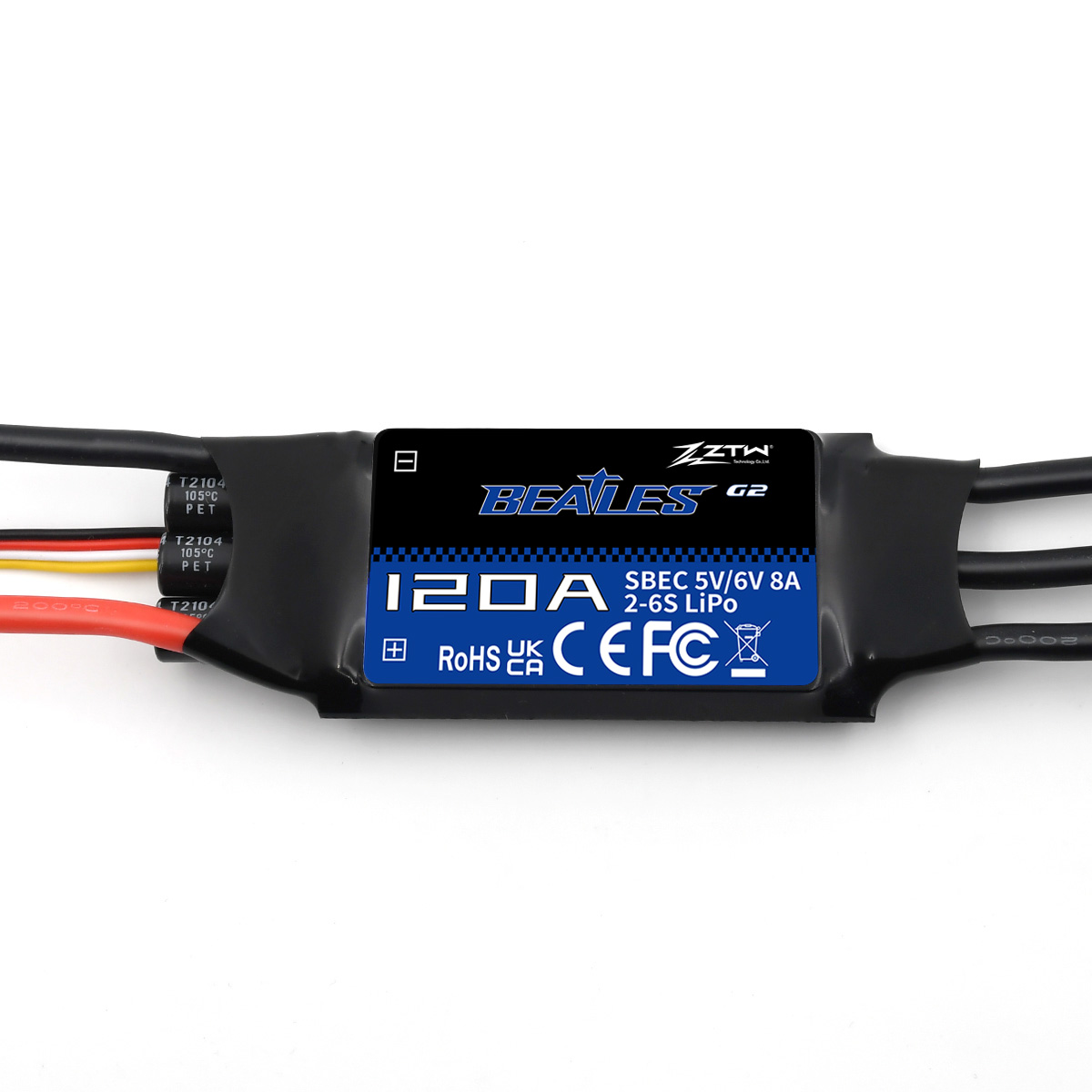ZTW Beatles G2 120A ESC 2-6S SBEC 5V/6V 8A Speed Control for RC Airplane Aircraft Fixed-Wing - Image 3