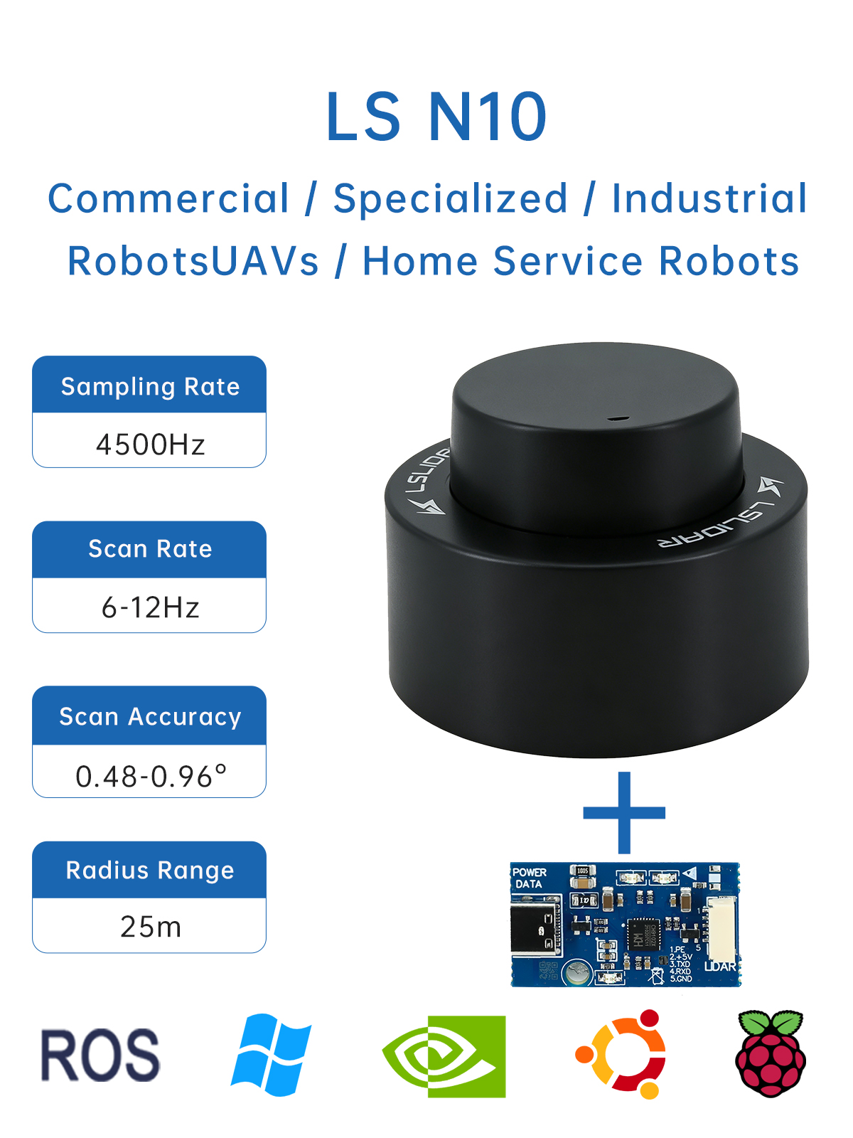 TOF Lidar Sensor Waterproof Anti-Glare Laser Radar 25m Supports ROS1 ROS2 Lslidar N10 360° - Image 6
